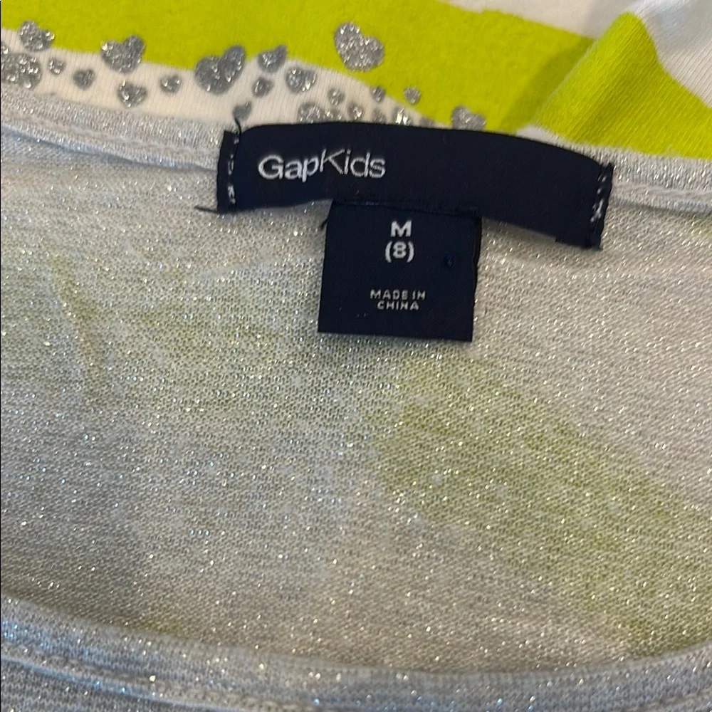 GAP Silver and White Long Sleeve Tees with Ruffle Details